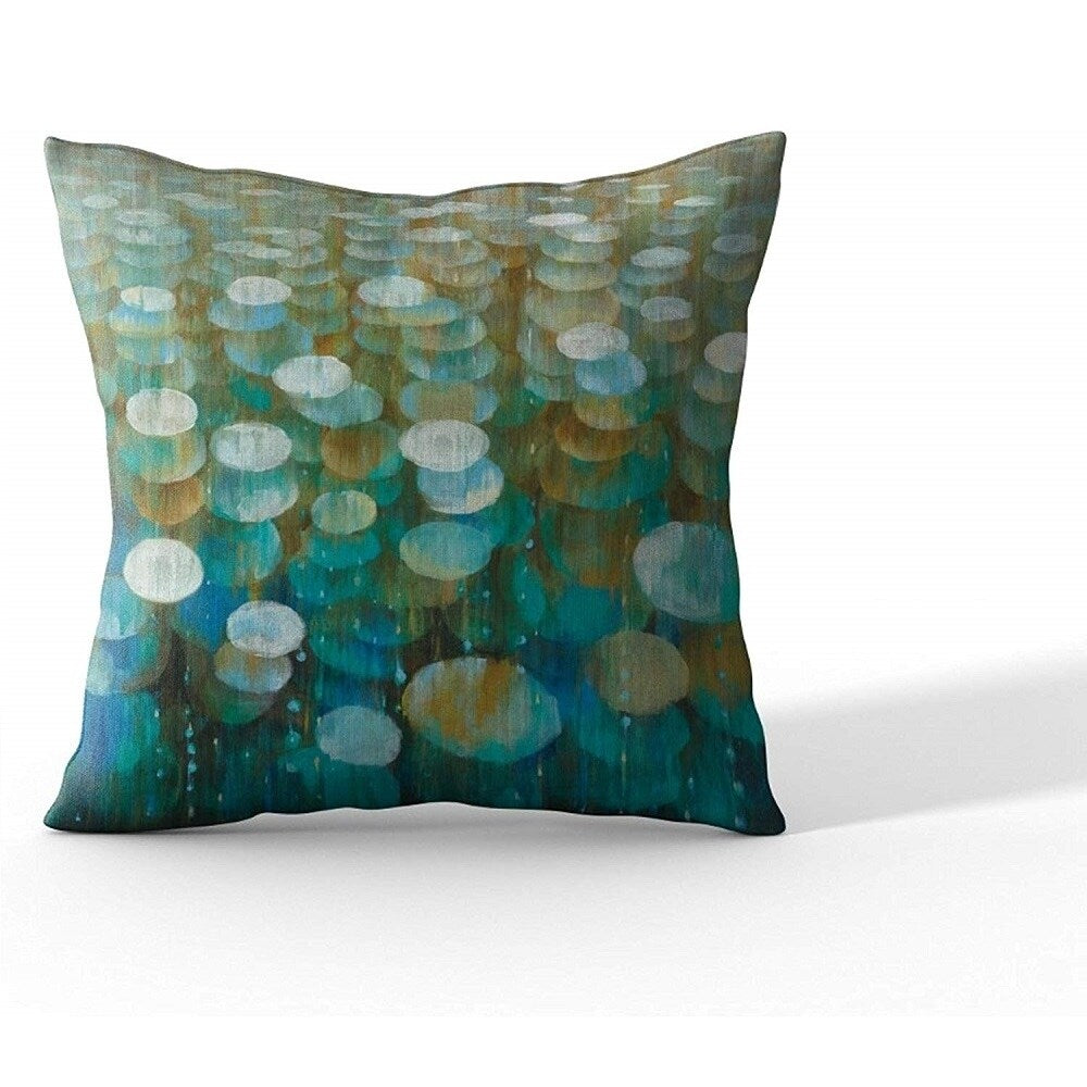 Blue Rain Drops Decorative Soft Velvet Accent Throw Pillow 18" x 18"