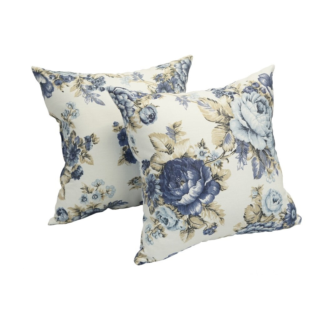 Blue Rose Garden 17-inch Accent Throw Pillow (Set of 2)