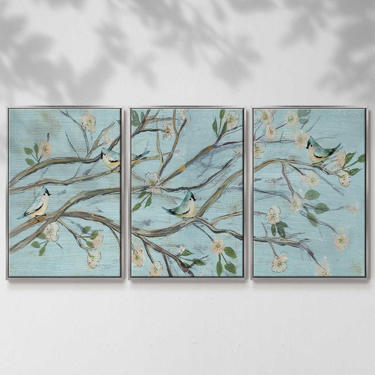 Blue Sky and Blossoms - Multi Piece Framed Canvas