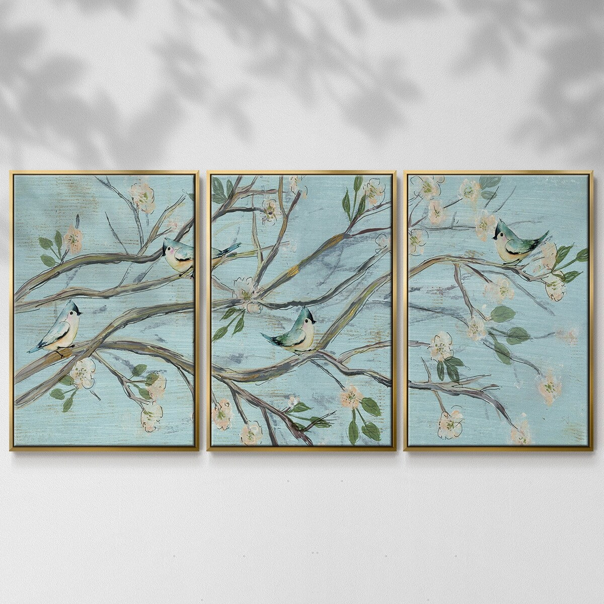 Blue Sky and Blossoms - Multi Piece Framed Canvas