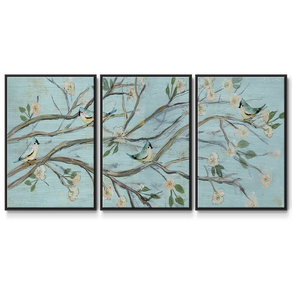 Blue Sky and Blossoms - Multi Piece Framed Canvas