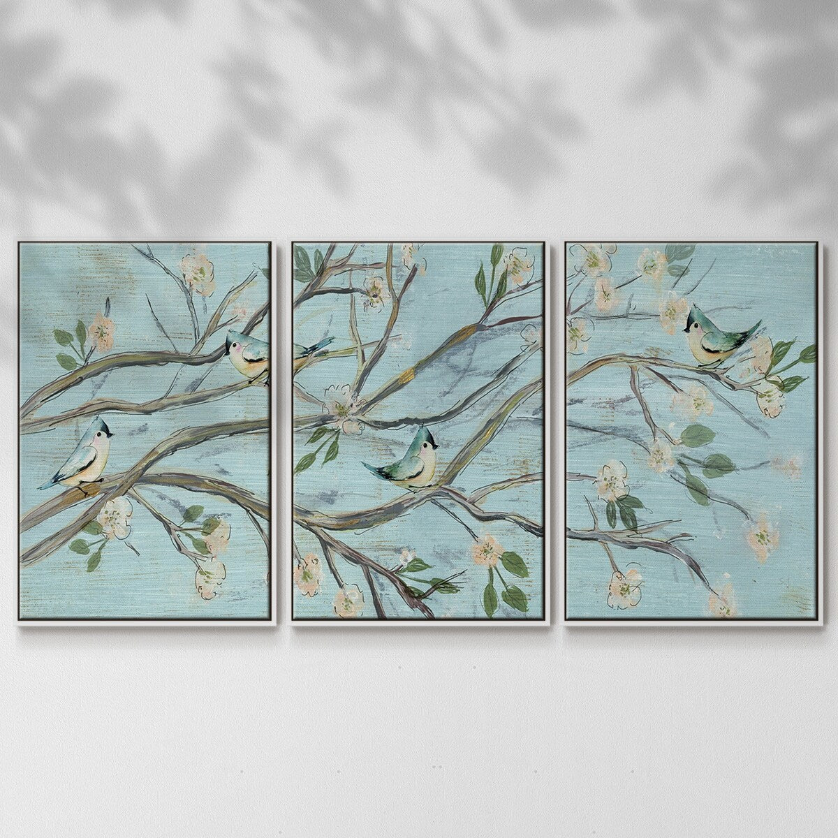 Blue Sky and Blossoms - Multi Piece Framed Canvas