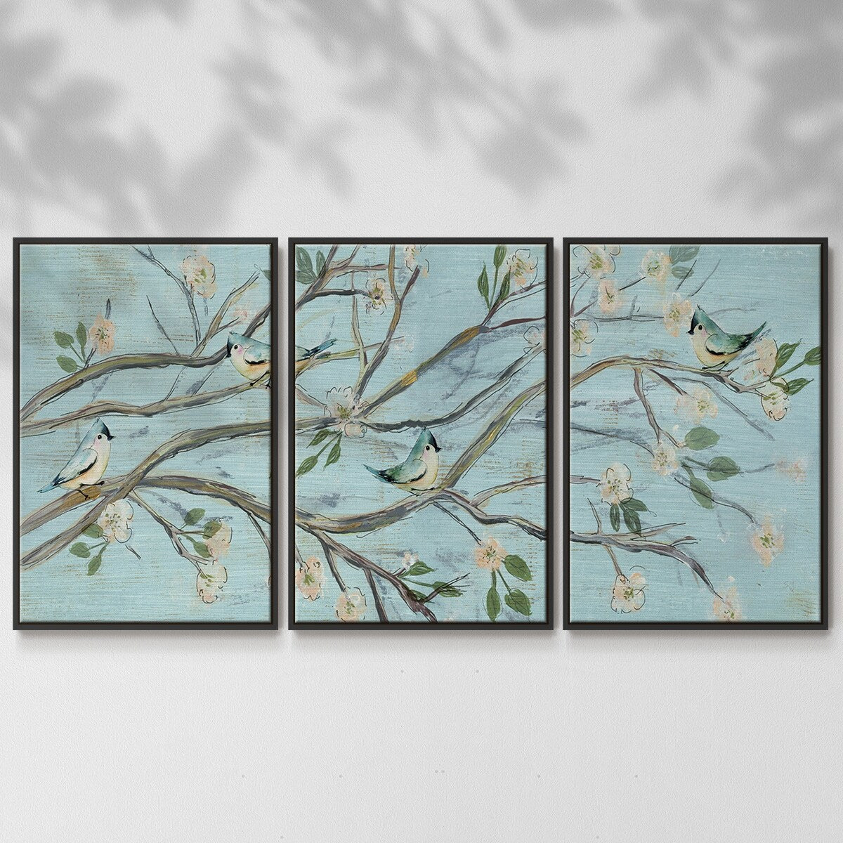 Blue Sky and Blossoms - Multi Piece Framed Canvas