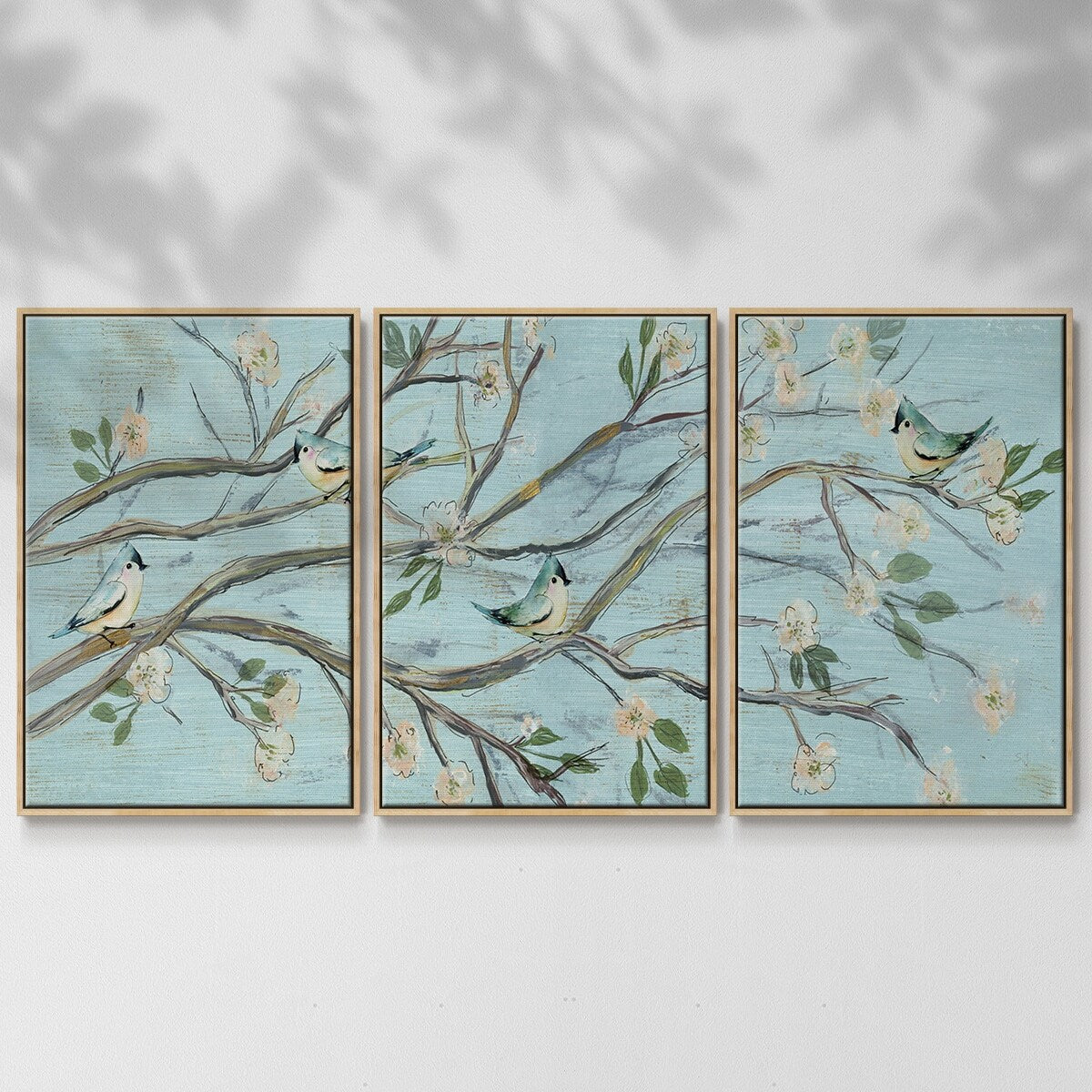 Blue Sky and Blossoms - Multi Piece Framed Canvas