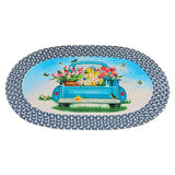 Blue Spring Truck with Beautiful Flowers Braided Rug - 30" x 19.5"