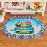 Blue Spring Truck with Beautiful Flowers Braided Rug - 30" x 19.5"