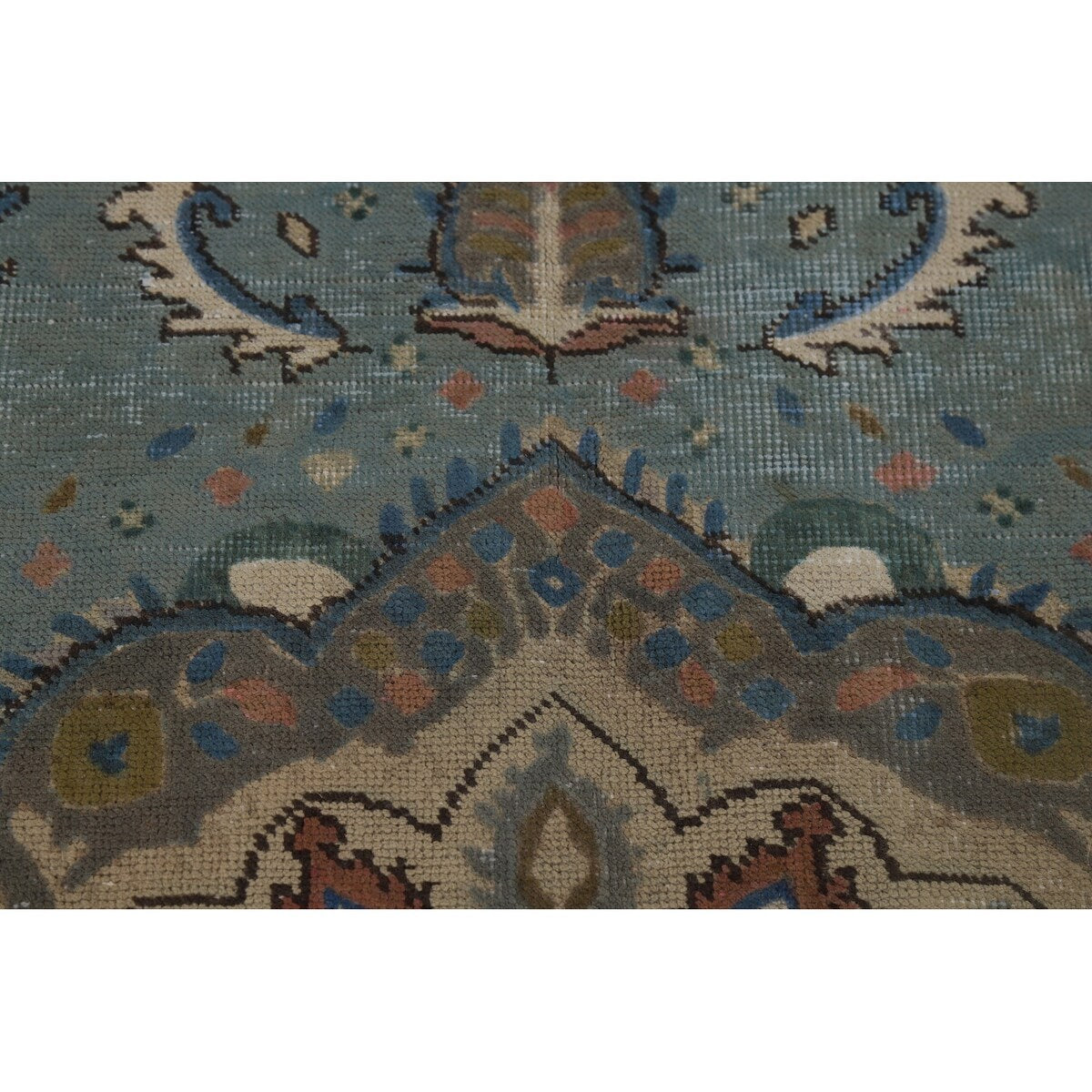 Blue Tabriz Vintage Persian Area Rug Handmade Traditional Wool Carpet - 6'4" x 9'5"