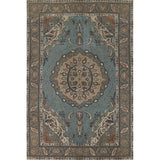 Blue Tabriz Vintage Persian Area Rug Handmade Traditional Wool Carpet - 6'4" x 9'5"