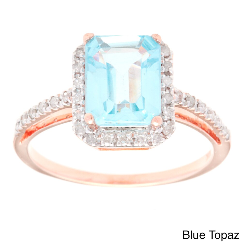 Viducci 10k Rose Gold Gemstone and Diamond Ring (1/5 TDW)