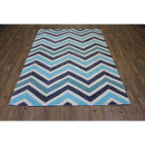 Blue White Charcoal Color Area Rug - 7'6" x 10'6"