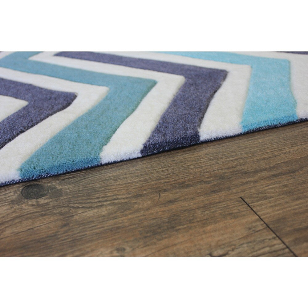 Blue White Charcoal Color Area Rug - 7'6" x 10'6"