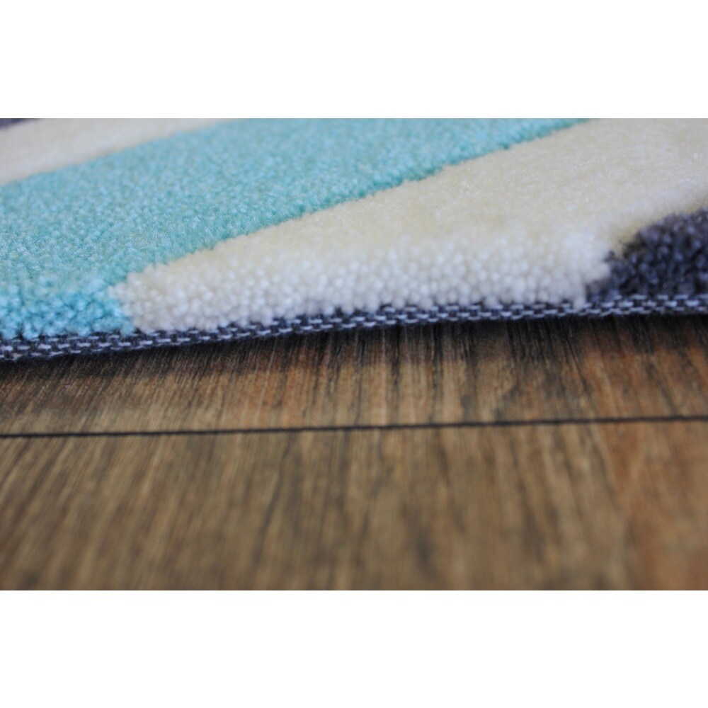 Blue White Charcoal Color Area Rug - 7'6" x 10'6"