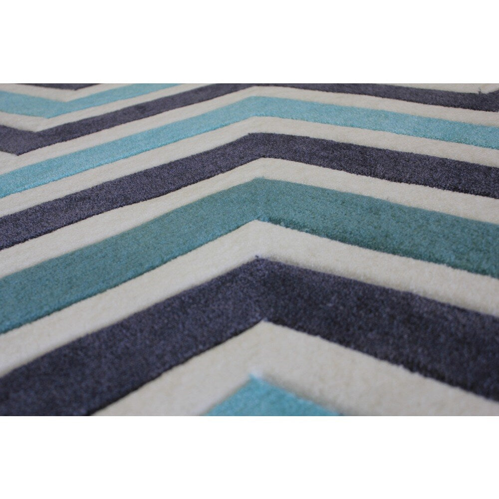 Blue White Charcoal Color Area Rug - 7'6" x 10'6"