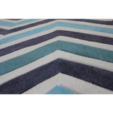 Blue White Charcoal Color Area Rug - 7'6" x 10'6"