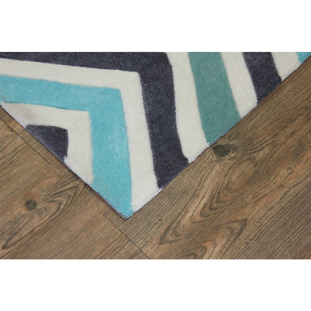 Blue White Charcoal Color Area Rug - 7'6" x 10'6"