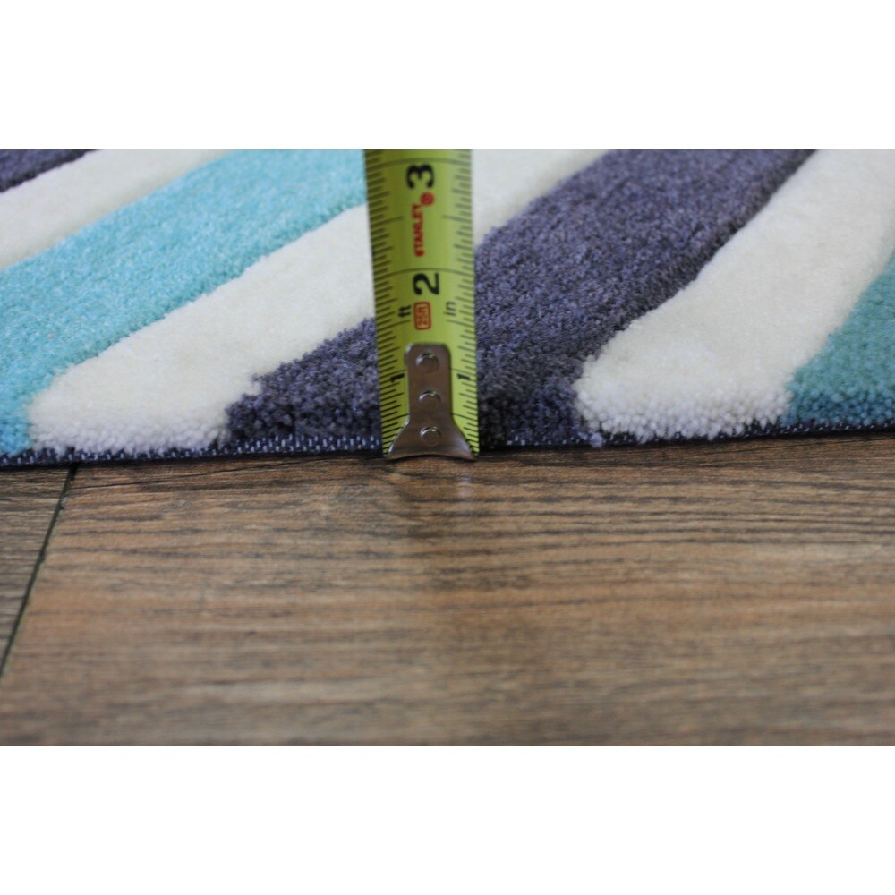 Blue White Charcoal Color Area Rug - 7'6" x 10'6"