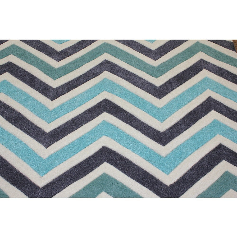 Blue White Charcoal Color Area Rug - 7'6" x 10'6"