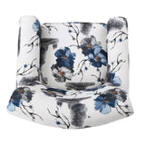 Blue & White Floral Print Fabric Club Chair Accent Chair