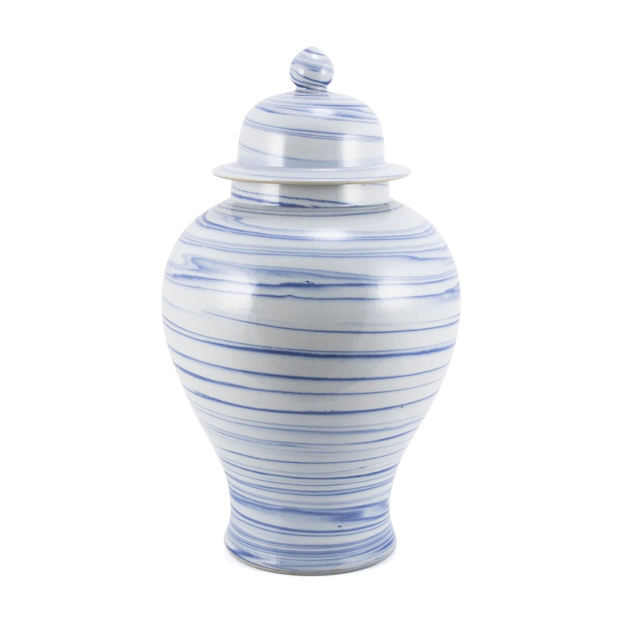 Blue & White Marbleized Temple Jar Large
