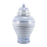 Blue & White Marbleized Temple Jar Large