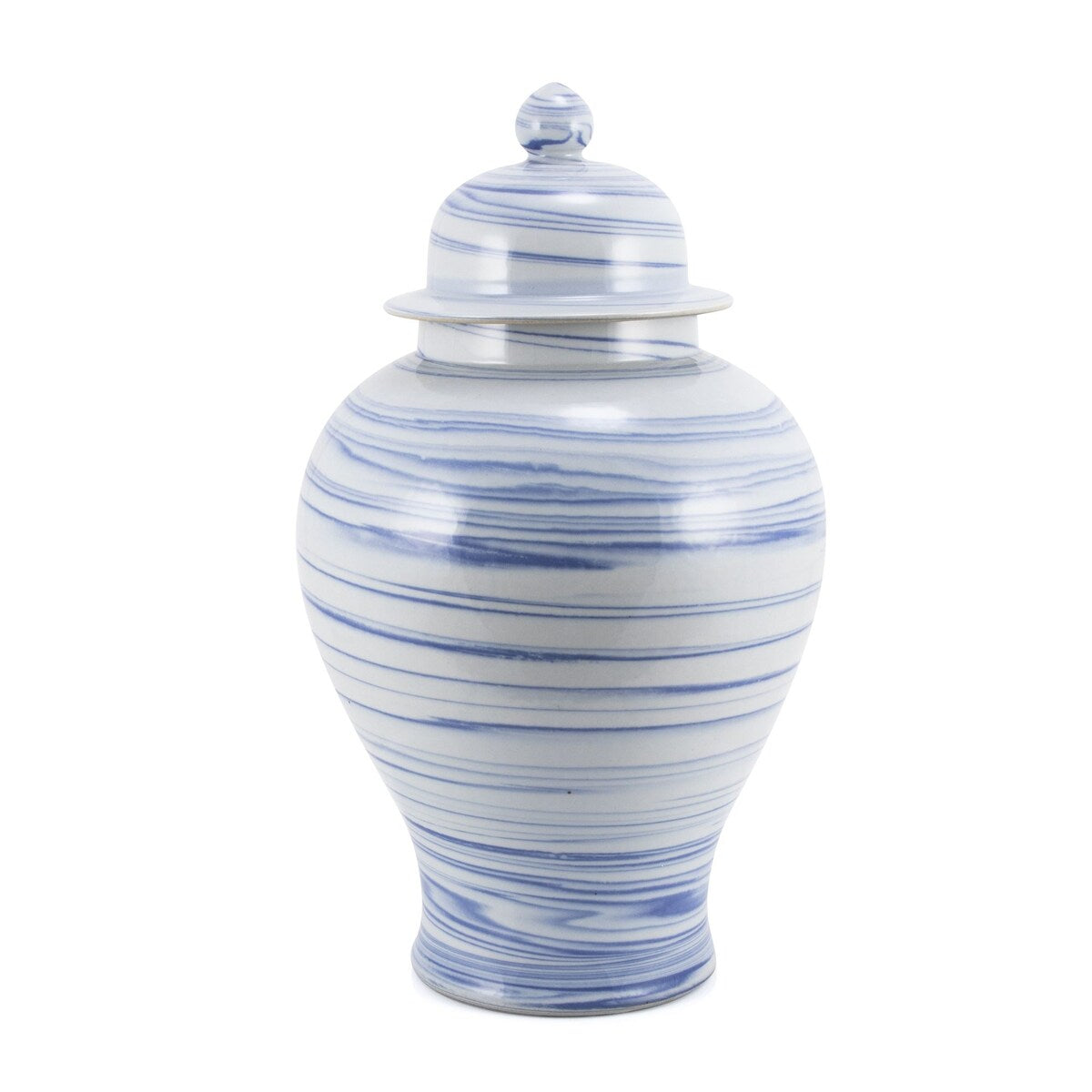 Blue & White Marbleized Temple Jar Large