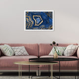 Blue and Gold Abstract Geode Glam Modern Framed Art Print for Entry Way