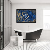 Blue and Gold Abstract Geode Glam Modern Framed Art Print for Entry Way