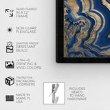 Blue and Gold Abstract Geode Glam Modern Framed Art Print for Entry Way
