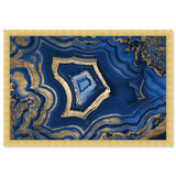 Blue and Gold Abstract Geode Glam Modern Framed Art Print for Entry Way