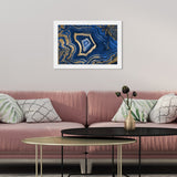 Blue and Gold Abstract Geode Glam Modern Framed Art Print for Entry Way