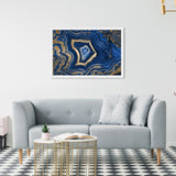 Blue and Gold Abstract Geode Glam Modern Framed Art Print for Entry Way