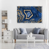 Blue and Gold Abstract Geode Glam Modern Framed Art Print for Entry Way
