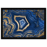 Blue and Gold Abstract Geode Glam Modern Framed Art Print for Entry Way