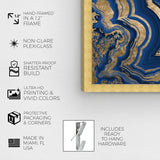 Blue and Gold Abstract Geode Glam Modern Framed Art Print for Entry Way