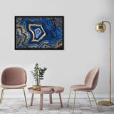 Blue and Gold Abstract Geode Glam Modern Framed Art Print for Entry Way