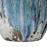 A&B Home Blue and White 16-inch Terracotta Vase