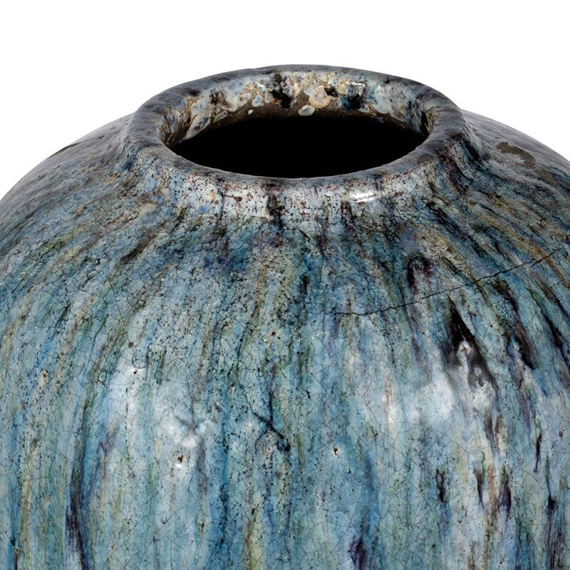 A&B Home Blue and White 16-inch Terracotta Vase