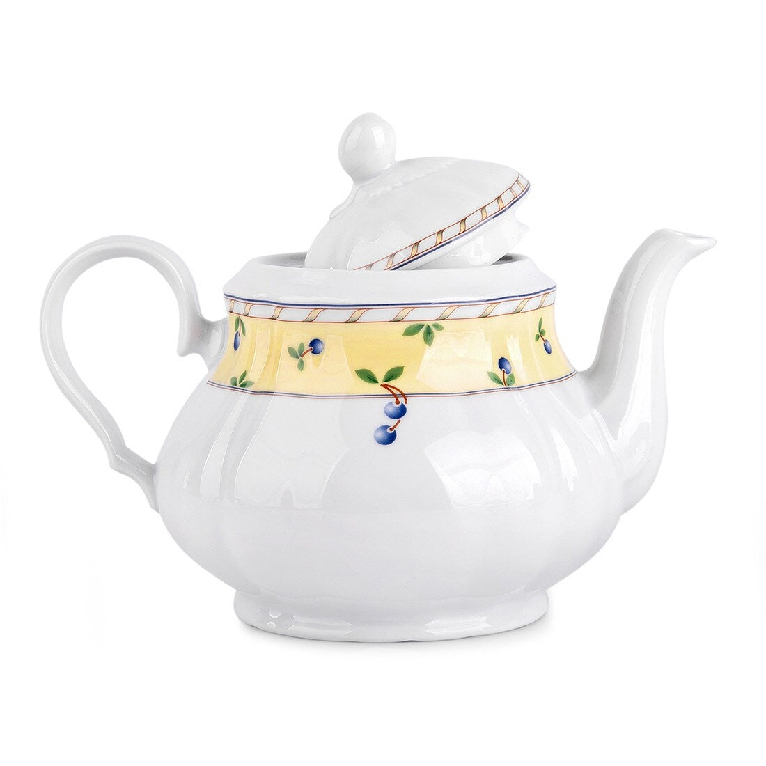 Blueberry Porcelain White Teapot - 40.58 fl oz