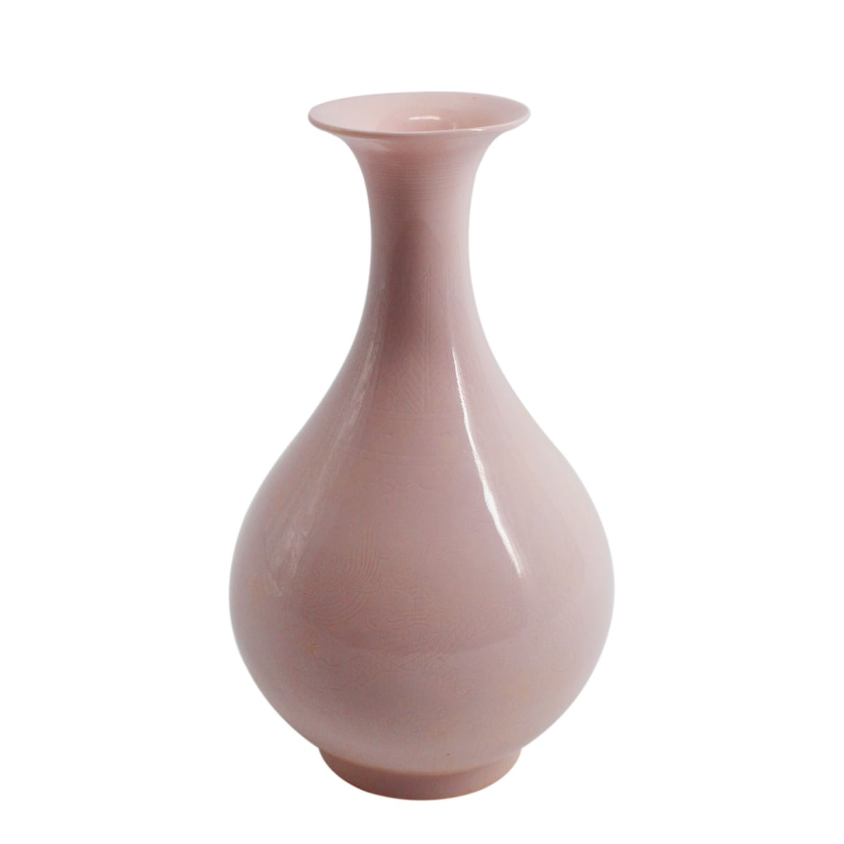 Blush Pink Pear Vase With Dragon Phoenix Carving
