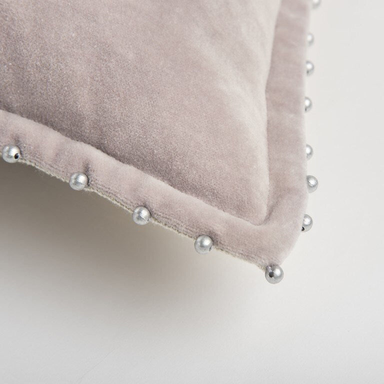 Blush Solid Pearl Beaded Edge Throw Pillow