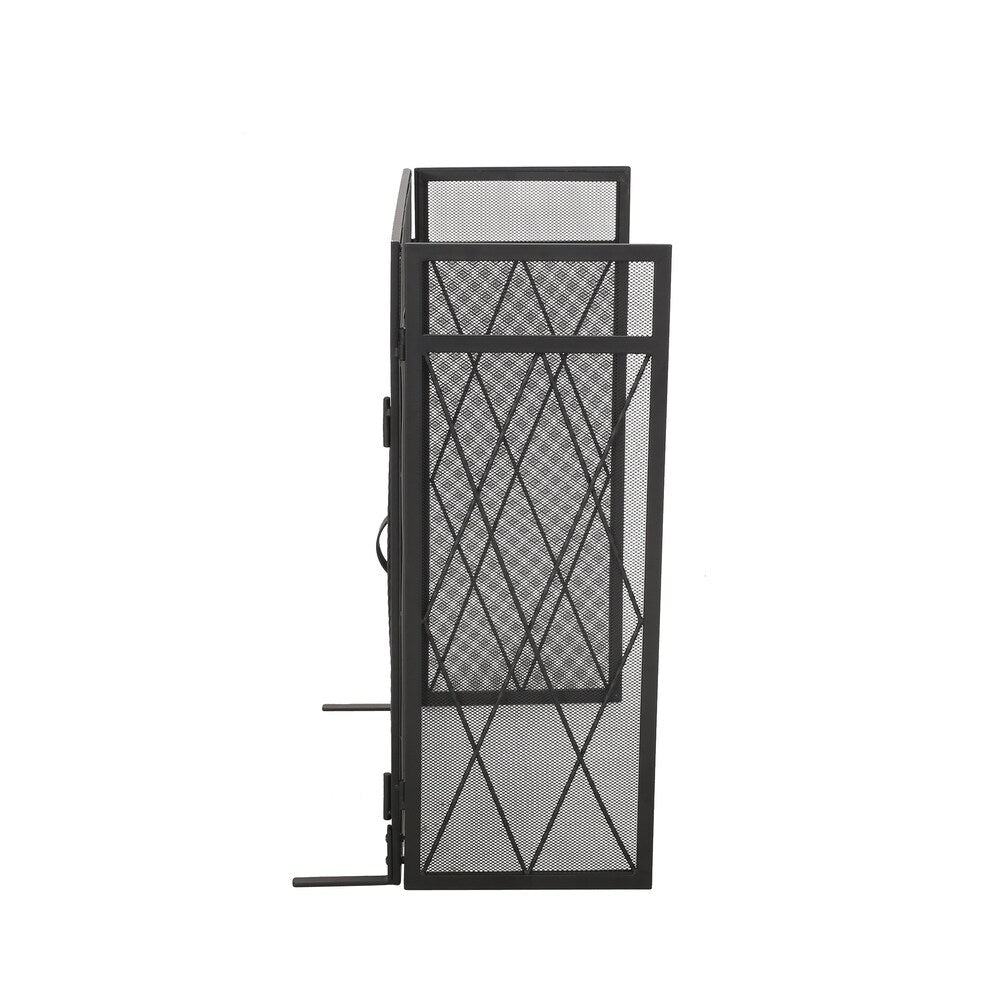 Blyfield Modern Iron Folding Fireplace Screen with Door by Christopher Knight Home
