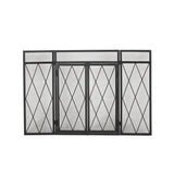 Blyfield Modern Iron Folding Fireplace Screen with Door by Christopher Knight Home