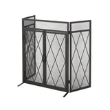 Blyfield Modern Iron Folding Fireplace Screen with Door by Christopher Knight Home