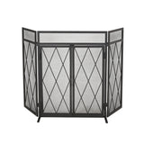 Blyfield Modern Iron Folding Fireplace Screen with Door by Christopher Knight Home