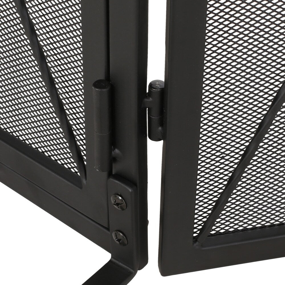 Blyfield Modern Iron Folding Fireplace Screen with Door by Christopher Knight Home