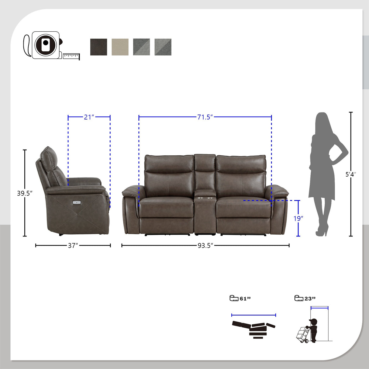 Blythe Power Double Reclining Loveseat with Console