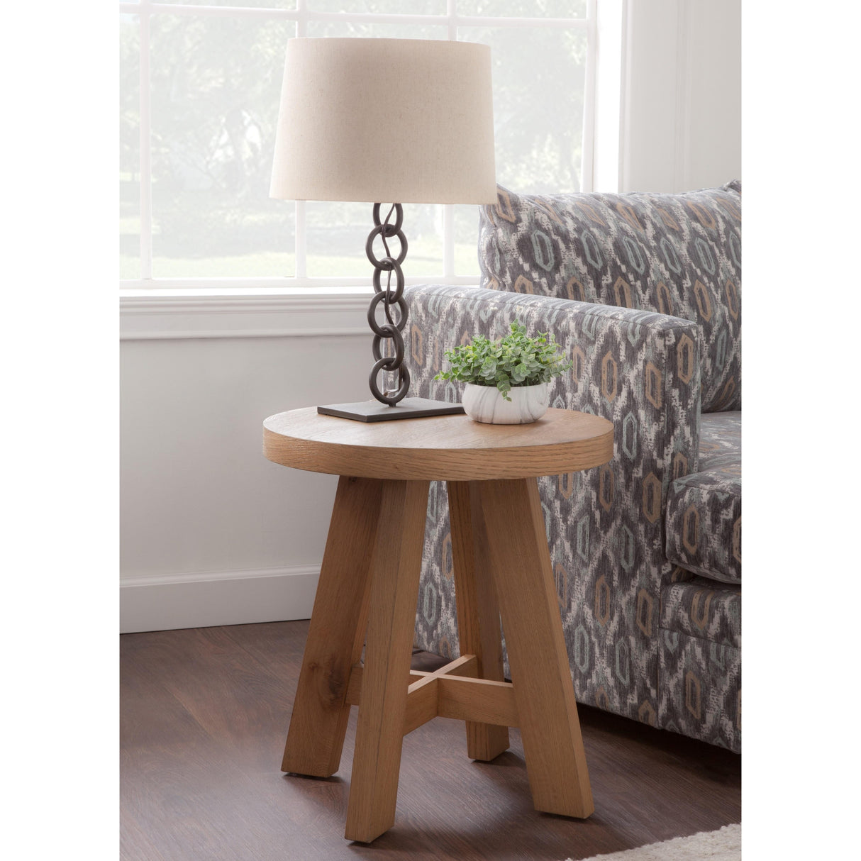 BoHo Modern Natural Wood Round End Table
