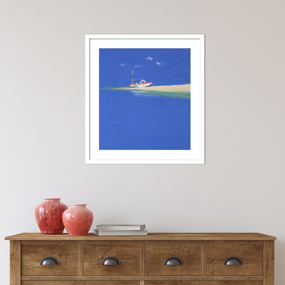 Boat Awaiting the Tide by John Miller Wood Framed Wall Art Print