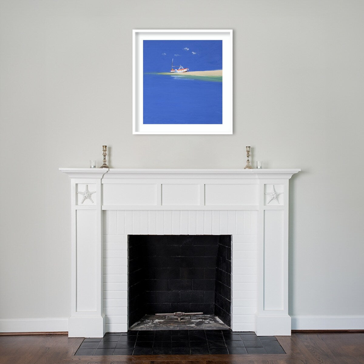 Boat Awaiting the Tide by John Miller Wood Framed Wall Art Print