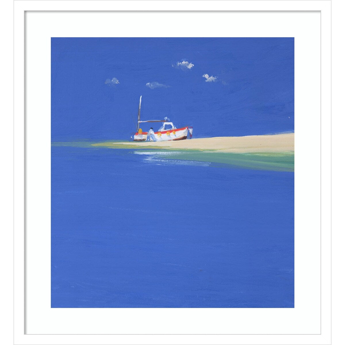 Boat Awaiting the Tide by John Miller Wood Framed Wall Art Print